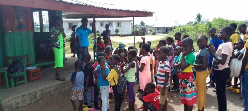 Liberia school kids outside